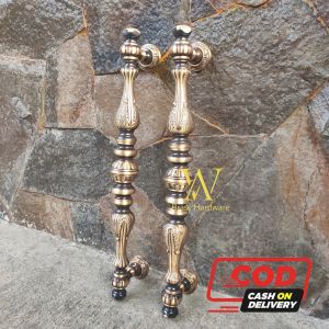 Handle Pintu Rumah Kuningan Antik Motif Bimo Ukir 45 cm 2 Pcs