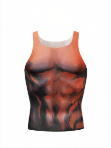 TOMATOPAPA | Vintage Comic Red Demon Muscle Fit Stretch Mesh Lightweight Tank Top