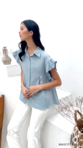 MASCOT Kemeja Flanel Wanita Tangan Pendek Atasan Blouse Premium M-2421