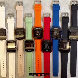 SANDA 6351 Sports and Leisure Mens Electronic Watch Calendar Alarm Clock Countdown Night Light Waterproof Silicone Strap Fashio