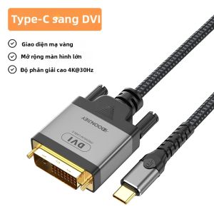 BSN | Cáp Chuyển Đổi 4K USB C Sang DVI Nam-Nam Type-C Sang DVI(24+1) Cho TV Màn Hình Máy Chiếu MacBook