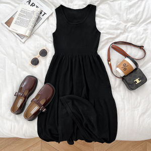 Pháp Sang Trọng Thời Trang Đa Năng Cổ Tròn Cao Cấp Ôm Dệt Kim Bể Viền Lá Đầm Đế Váy Dành Cho Nữ