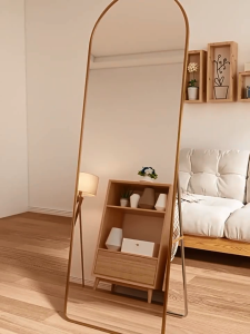 Shatterproof Tempered Glass Full Length Mirror with HD Clear Reflection Irregular Wave Design Safe Soft Frame Lean or Wall Mount Secure Packaging No Damage Ship Out Within 24 Hours.