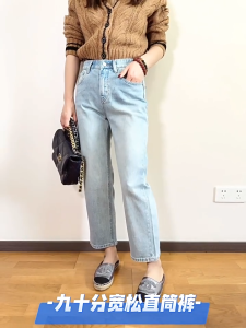 Loose high-waisted wide-leg wash blue jeans in S-3XL sizes Fashion OOTD