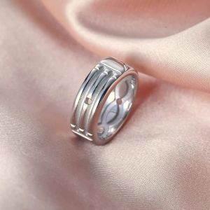 Lemegeton Simple Line Stainless Steel Charm Ring Fashion Silver Ring Men and Women Couple Wedding Gift