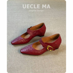 MASHUJIA | Interior Height Increase Leather Mary Jane Shoes