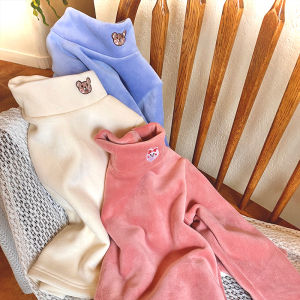 New Arrival Girl Thermal Clothes Double-Sided Velvet Winter Children Turtleneck Velvet Padded Padded Top Girl Undershirt Long Sleeves TT