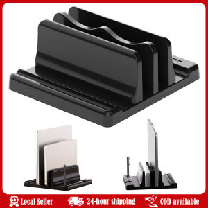 3 Slot Laptop Stand Adjustable Vertical Storage for Multiple Devices Compatible with Laptops up to 17 inches Laptop Holder Laptop St Book Shelf Holder Reading Rest Desk ganizer Multifunctional Stable Base Construction Computer Accessories