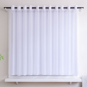 1PC White filter curtains solid color drapes Grommet Design for bedroom living room balcony holiday Christmas decoration