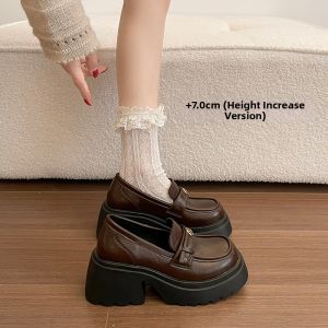 MIFULIAN | British Style Thick Sole Loafers Spring New Chunky Heel Camellia Design Slip-on Shoes
