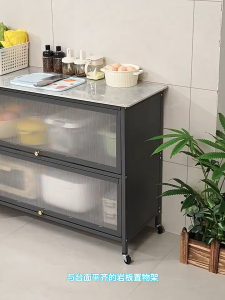 Kitchen Cabinet Thickened Rock Slab Kitchen Storage Cabinet With Pulley Kitchen Storage Rack Bowls