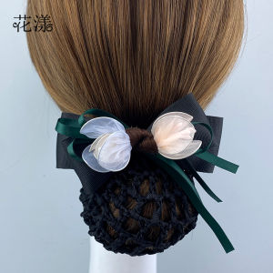 Professional Head Flower Hairnet Nurse Bank Hotel Front Desk Movable Salesperson Barrettes Flowers Yarn Silk Bows Hair Accessories