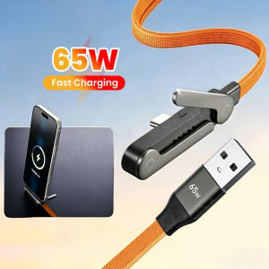 Replacement 65W USB-C Fast Charging Cable USB A to Type C Data Cord with Foldable Phone Stand for Samsung Android Phones