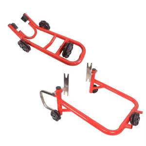 Motobility 2 Sided Swing arm 360 Multi-directional Omni Wheel Paddock Stand Set(Rear & Front)