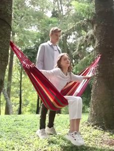 Quality hammock/duyan with ropefor baby/beachcampinghikingbedrestblueredindooroutdoor