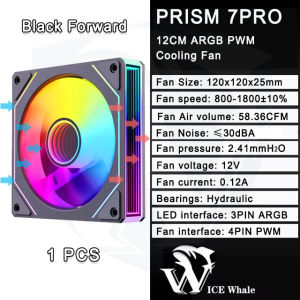 ICE Whale Prism 7 PRO ARGB PC Case Fan 120mm Infinity Mirror Design Motherboard Lighting Sync 4PIN PWM CPU Cooler Fan ventilador