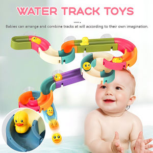 Baby Bath Slideway Toy Wall Suction Cup Assembling Tracks Little Yellow Duck Toy Baby Bathing Water Toy Kids Educational Toys