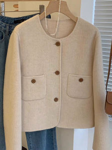 YUFUQING | Autumn Winter Short Round Neck Woolen Coat Womens Mini Size Oats Color Korean Style High Sensation European Station Jacket