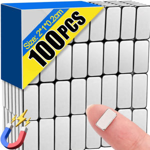 Anglebabylife 100Pcs Mini Rectangular Magnet Blocks Strong Neodymium Magnetic Sheets for Refrigerator Whiteboard Fixed DIY Home Office Storage Supply