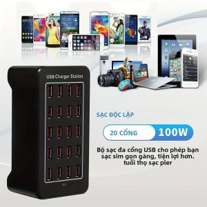15/20 Cổng 100W Bộ Sạc USB Thông Minh Hub Sạc Đa Cổng Để Bàn Cho Samsung iPhone iPad Tab - Trạm Sạc Nhanh Có Đầu Ra USB