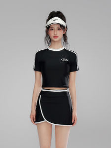 Fashionable Casual Bikini Swimwear Short Sleeve Skirt Style for Women Student Girl Conservative Hot Spring Soaking Outfit