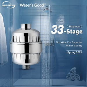 iSpring SF2S Universal Shower Filter 33-Stage Replaceable Cartridge Remove Chlorine Sediment Chrome Residual Chlorine High Output  Easy To Install Better Skin Softer Hair Chrome