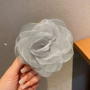 Female Fancy Large Strainer Red Hair Barrettes Mesh Small Size Black Grip Head Flower Elegant Headdress