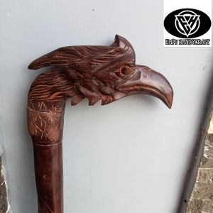 Tongkat jalan kayu galih asem ukir burung Garuda