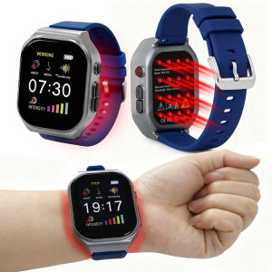 เครื่องมือบำบัดอาการหูอื้อ หูติดเชื้อ โรคจมูกอักเสบ ด้วยแสงสีแดง 650 นาโนเมตร 16 รู แบบนาฬิกาข้อมือ LLLT กายภาพบำบัด สำหรับผู้มีปัญหาการได้ยินและโรคจมูกอักเสบ พร้อมจุกอุดหู