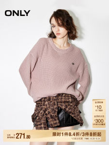Only Autumn Lazy Style Pure Cotton Loose Shoulder round Neck Knitted Sweater Womens Fashion Korean Version Break Hole Element
