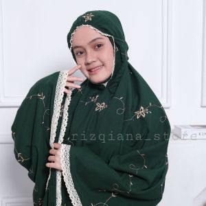 YUDITH - Mukena Anak Tanggung Bordir  Bunga Serangkai Usia 11-15 Tahun Free Tas Cantik