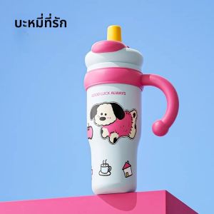 แก้วเก็บความร้อนขนาดใหญ่ Qigu Tang 2025 ใหม่ แก้วน้ำสีสันสดใสพร้อมฝาปิดสำหรับผู้หญิง แก้วน้ำแข็งสำหรับผู้หญิง