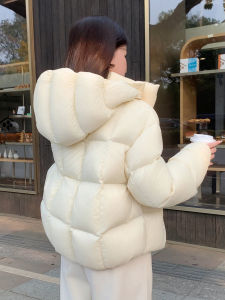 MANWUJINGLING | White Fluffy Short Female Winter Down Jacket High-Quality Thicker