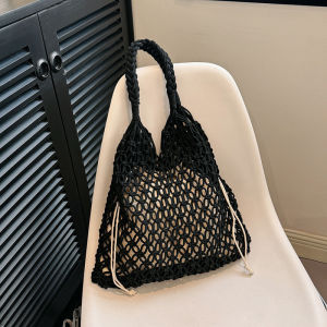 Summer Woven Bag for Women Handbags Handmade Knitted Beach Boho Shoulder Bag Large Tote Bag Hollow Out Shopping Bag