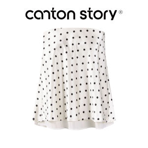 Cantonstory | Chân Váy A-Line Cao Waisted Satin Chấm Bi Mận Pháp