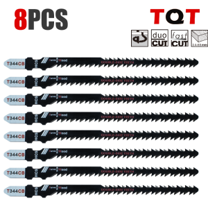 Double-Sided Jigsaw Blades 4/8-Pack T344Cb for Efficient Curved Cutting Wood & Plastic Saber Saw Blades Set for Diyers & Carpenters
