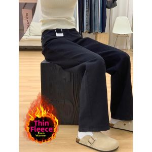 Warm Insulated High Waist Large Size Black Jeans