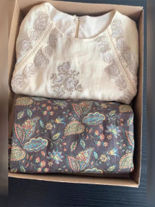 DANTING | Elegant Fashionable New Style Summer Chinese Light Almond Color Embroidered Set