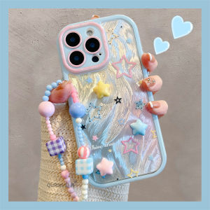 Korean Style Ins Colorful Star Phone Case for  16 15Pro Max 14 Cartoon 13 Internet Celebrity pro High-End Small Niche Ma Super Cute 11 with Lanyard 12 Women