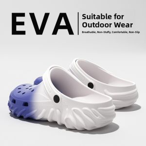 Mens Gradient Hole Hole Shoes Summer New EVA Anti-Odor Anti-Slip Two-Way Slippers Outdoor Wearable Comfortable Home Slippers