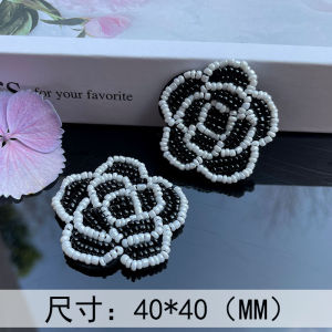 Pure Handmade Black White Camellia Fabric Patch DIY Patches Sewing Accessories for Clothes Bags Shoes Socks Hair Decorations