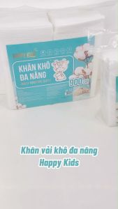 TỔNG KHO_Combo 03 túi khăn vải khô đa năng Happy Kids túi 270 tờ không chất tẩy an toàn cho em bé