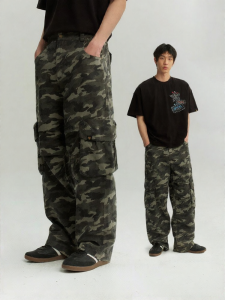 dangerouspeople | Camouflage Workwear Loose Multi-pocket Straight Trousers