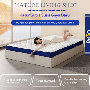NLS Kasur Lipat Anti Stres Pelindung Tulang Belakang Kasur Katun Memori Lateks Sutra Susu Ukuran Single/Super Single Queen King