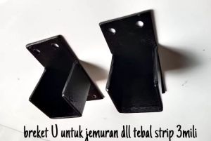 Set 2 Pcs Bracket Penyangga Gorden Tiang Gorden Kayu Warna Hitam - Tempel Dinding Elegan
