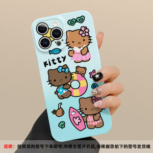 Creative HelloKitty Cat Phone Case for Apple Iphone 15 pro Max 16 New Models Full Protection Cover Cute Black Leather KT Cat Phoeinix