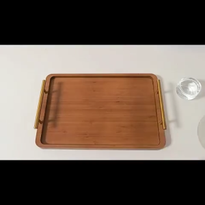 Bamboo and wood tea tray rectangular solid wood serving tray Kung Fu tea cup tray with handle bamboo