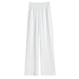 LANGPIN | Green Ice Silk Wide Leg Pants Womens Draped Slimming Suit Trousers Floor-Length Summer Elastic High Waist Casual Pants