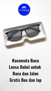 Kacamata Baca Double Fokus & Lensa Hitam Kryptok untuk Laki-Laki dan Perempuan