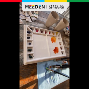 MEEDEN Studio Porcelain Paint Palette 17 Wells – Heavyweight Double-Thick 2 Mixing Areas Large Paint Mixing Tray